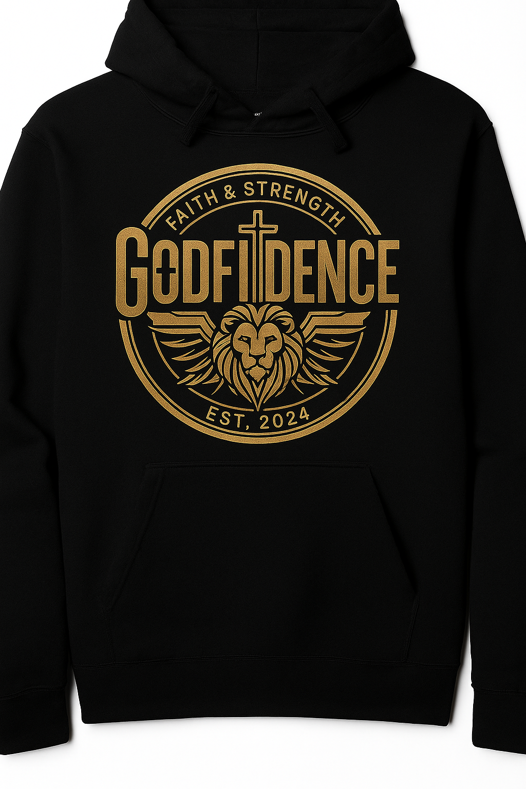 Black Godfidence hoodie with border