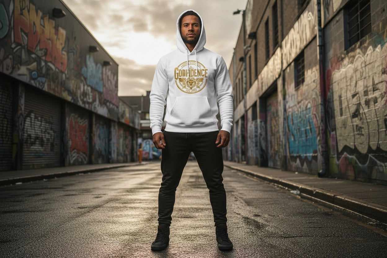 White Godfidence Hoodie – Circle Logo