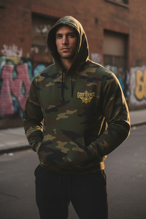 Camo Hoodie - Urban Street Legible Left Chest Logo