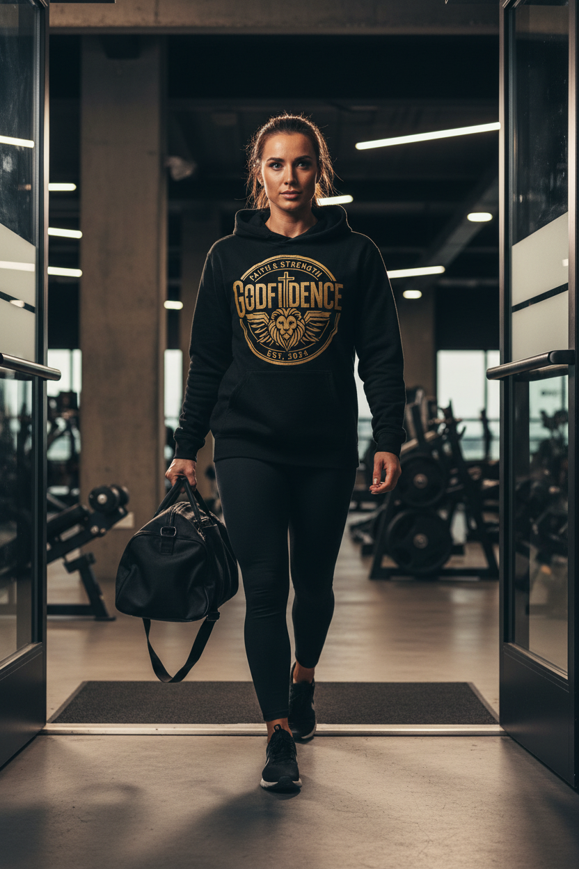 Black Godfidence hoodie with border