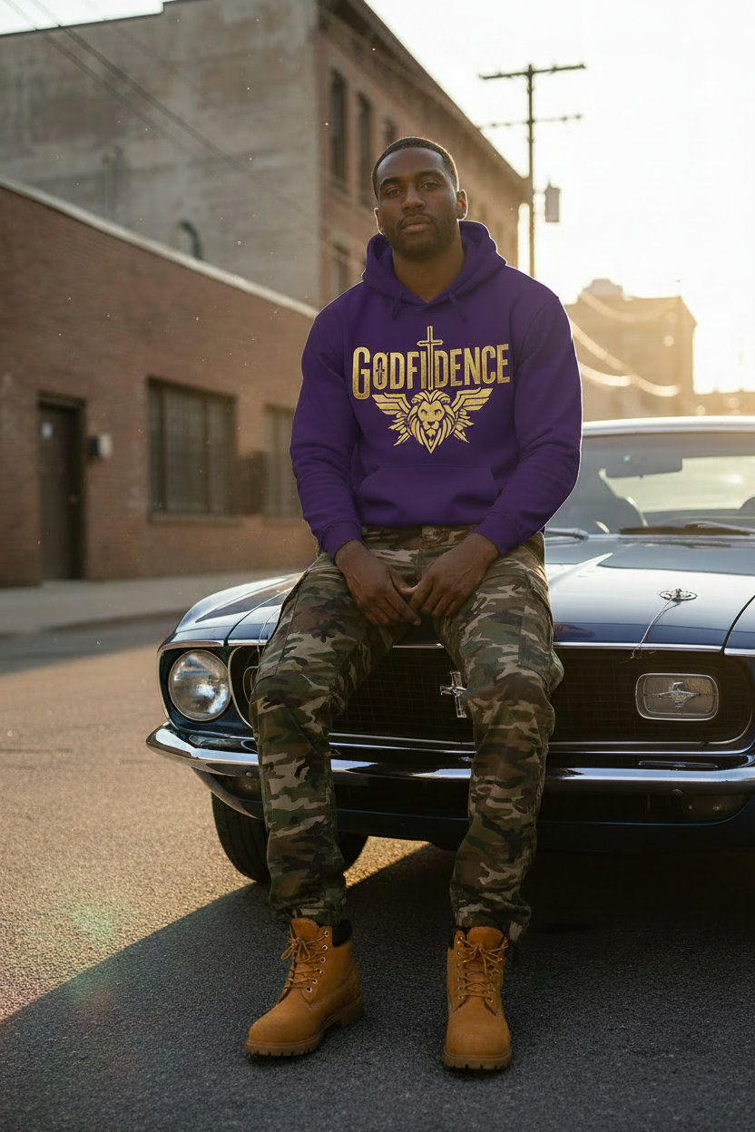 Purple GODFIDENCE Hoodie - Muscle Car